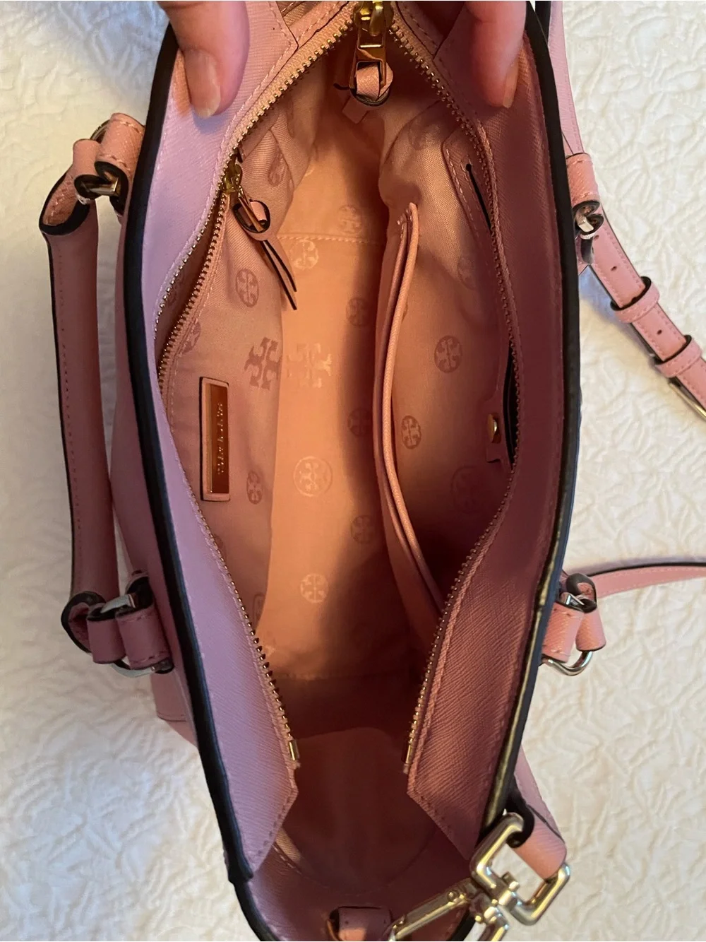 Tory Burch Pink Leather Crossbody Satchel